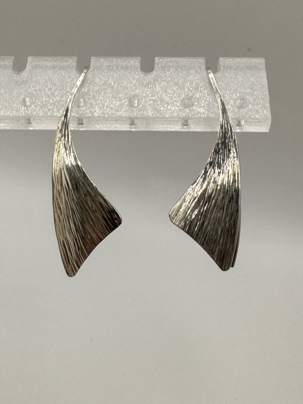 Sterling Silver Textured Sculptural Drop Earrings